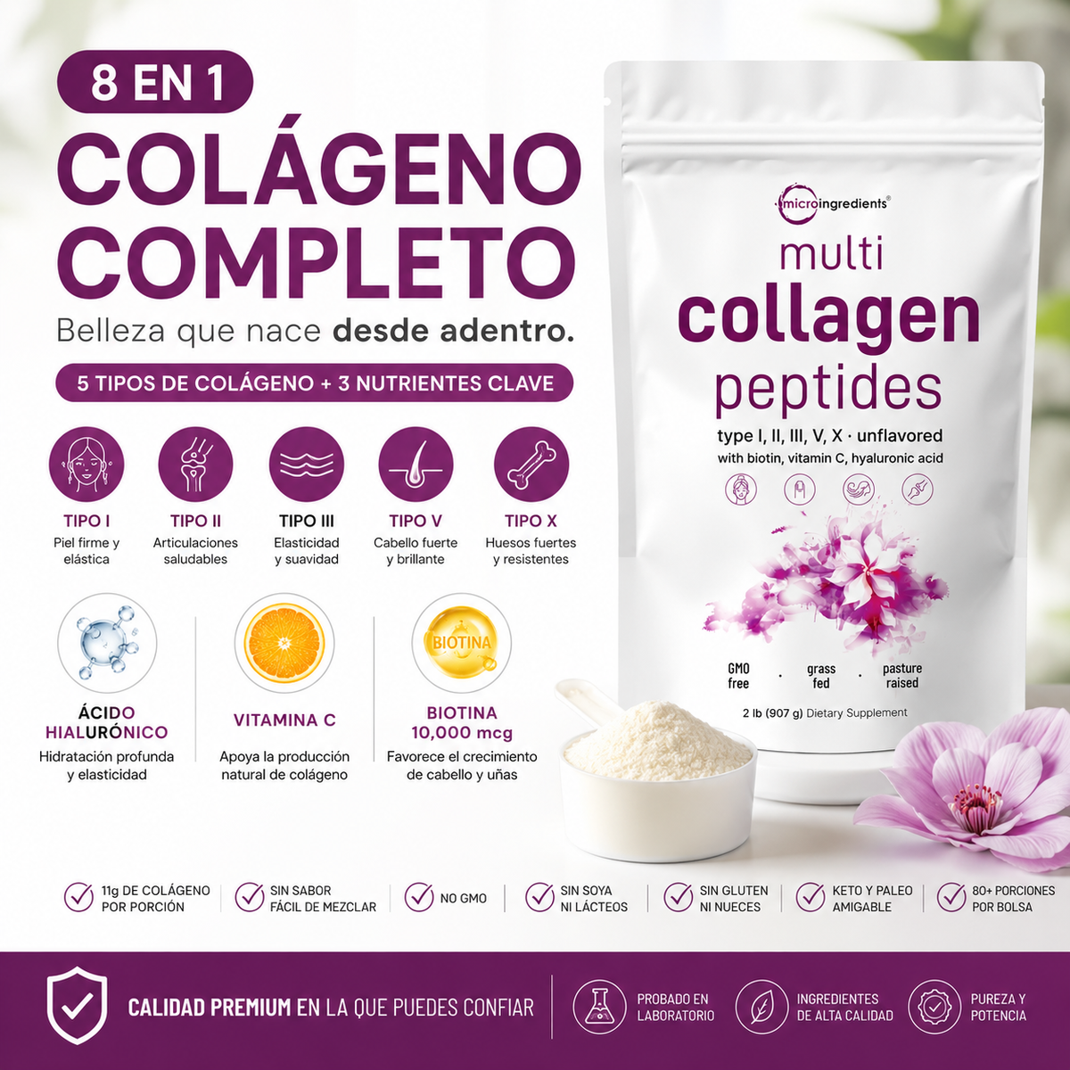 Multi Collagen peptides 8 en 1
