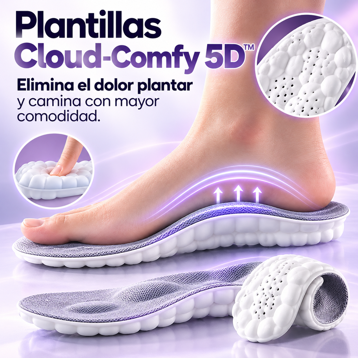 Plantillas Cloud-Comfy 5D™ | Elimina el Dolor Plantar y Camina con Mayor Comodidad